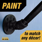 Pipe Decor Appendiabiti da Parete da 60 cm con Mensola in Legno, Nero Boulder