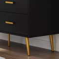 Modern 6 drawer storage chest with gold handles and metal legs for a living room, hallway or entryway