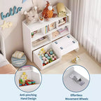 GustoWave Mobile Contenitore Giocattoli con Cassetti Rimovibili, Libreria per Bambini con Ruote Nascoste, Organizzatore Multifunzionale per Sala Giochi