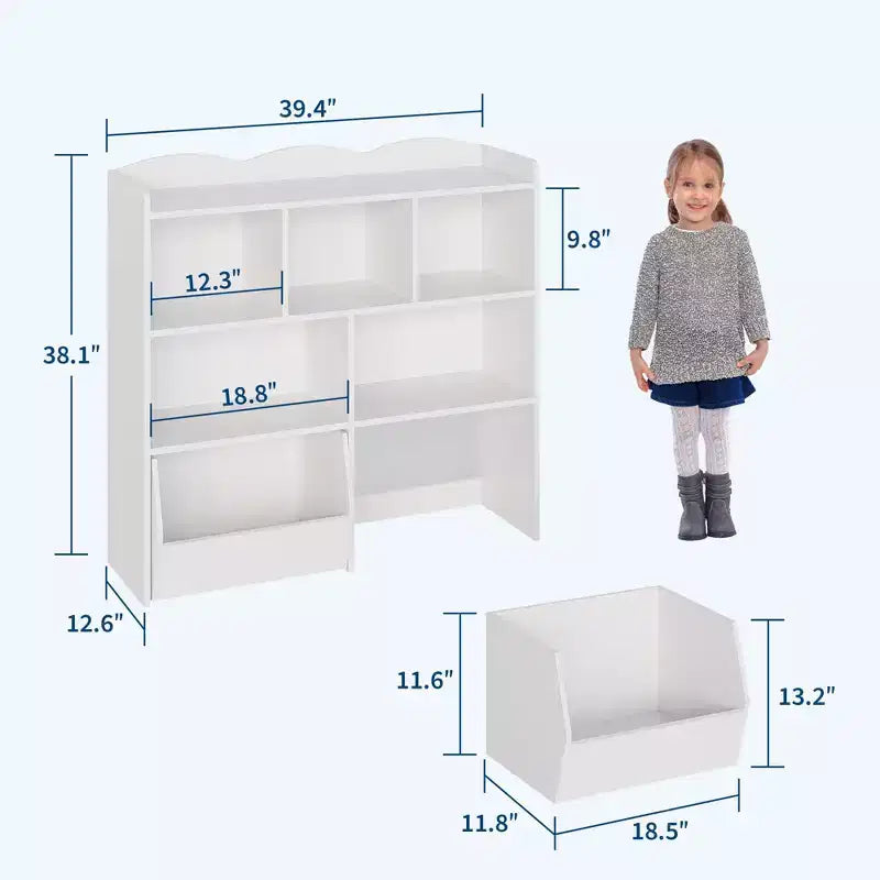 GustoWave Mobile Contenitore Giocattoli con Cassetti Rimovibili, Libreria per Bambini con Ruote Nascoste, Organizzatore Multifunzionale per Sala Giochi