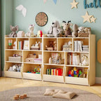 GustoWave Mobile Contenitore Giocattoli con Cassetti Rimovibili, Libreria per Bambini con Ruote Nascoste, Organizzatore Multifunzionale per Sala Giochi