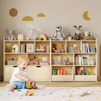 GustoWave Mobile Contenitore Giocattoli con Cassetti Rimovibili, Libreria per Bambini con Ruote Nascoste, Organizzatore Multifunzionale per Sala Giochi