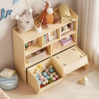GustoWave Mobile Contenitore Giocattoli con Cassetti Rimovibili, Libreria per Bambini con Ruote Nascoste, Organizzatore Multifunzionale per Sala Giochi