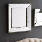 MAYEERTY 18 x 18 Specchio Decorativo Quadrato Effetto Invecchiato, Specchio da Parete per Soggiorno, Ingresso, Ufficio, Camera da Letto, Corridoio, Argento