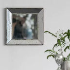 MAYEERTY 18 x 18 Specchio Decorativo Quadrato Effetto Invecchiato, Specchio da Parete per Soggiorno, Ingresso, Ufficio, Camera da Letto, Corridoio, Argento