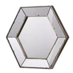 MAYEERTY Specchio da parete esagonale 21 x 18 con finitura argento, specchio decorativo per soggiorno, ingresso, camera da letto
