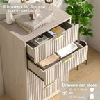 Comò alto in legno a 5 cassetti, cassetti scorrevoli fluidi, ampio spazio di archiviazione, mobile organizzatore moderno per camera da letto o corridoio