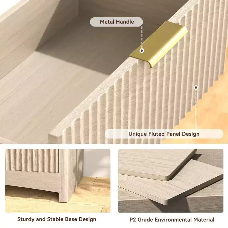 Comò alto in legno a 5 cassetti, cassetti scorrevoli fluidi, ampio spazio di archiviazione, mobile organizzatore moderno per camera da letto o corridoio