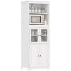 63 Small Buffet with Hutch, 4-Door Kitchen Pantry, Freestanding Storage Cabinet with Adjustable Shelf for Dining Room, Living Room