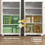 Credenza piccola da 63 pollici con alzata, dispensa da cucina a 4 ante, mobiletto indipendente con ripiano regolabile per sala da pranzo, soggiorno