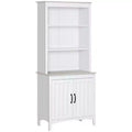 70 Kitchen Hutch, Freestanding Storage Pantry Cabinet with 3-Tier Shelving, Sideboard with Adjustable Shelves and Open Countertop