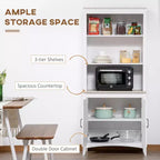 Credenza da cucina da 70", mobile dispensa autoportante con ripiani a 3 livelli, buffet con ripiani regolabili e piano d'appoggio aperto