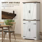 Dispensa alta da cucina da 180 cm, Armadio dispensa stile rustico con ante a grana di legno, 6 ripiani con 2 ante, Cassetto e Ripiani regolabili