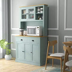 71 Dispensa a Parete, Credenza da Cucina con Alzata, Mobile Contenitore Moderno, Mobile per Microonde con Cassetti, Ante in Vetro e Ripiani Regolabili