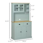 71 Dispensa a Parete, Credenza da Cucina con Alzata, Mobile Contenitore Moderno, Mobile per Microonde con Cassetti, Ante in Vetro e Ripiani Regolabili
