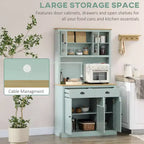 71 Dispensa a Parete, Credenza da Cucina con Alzata, Mobile Contenitore Moderno, Mobile per Microonde con Cassetti, Ante in Vetro e Ripiani Regolabili