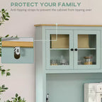 71 Dispensa a Parete, Credenza da Cucina con Alzata, Mobile Contenitore Moderno, Mobile per Microonde con Cassetti, Ante in Vetro e Ripiani Regolabili