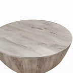 Tavolino da caffè rotondo Royal Hampton 35,5 pollici in legno di mango, venature sottili, bianco anticato