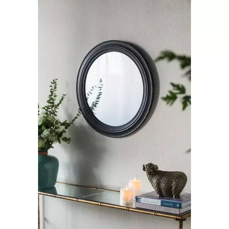 Specchio da parete circolare MAYEERTY 23.5 con cornice in legno nera, specchio decorativo classico antico per soggiorno, ingresso, bagno, ufficio