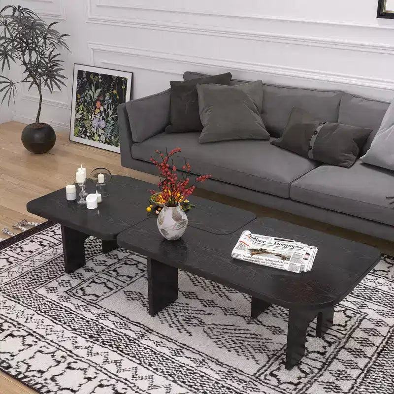 Set di tavolini da caffè allungabili e impilabili moderni in legno di abete GDFStudio Becker