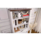 Libreria Alta con Cassetto, Libreria Bianca, 3 Ripiani Aperti, 2 Ripiani Regolabili, Libreria Grande, Casa