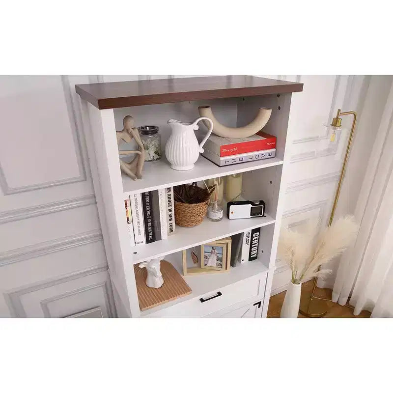 Libreria Alta con Cassetto, Libreria Bianca, 3 Ripiani Aperti, 2 Ripiani Regolabili, Libreria Grande, Casa