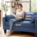 Homdox Divano Letto Trasformabile 6-in-1, Divano a 2 Posti 147cm con Letto Estraibile, Tasche Portaoggetti e 2 Cuscini, Futon Moderno in Lino