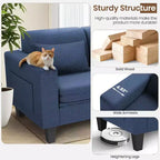 Homdox Divano Letto Trasformabile 6-in-1, Divano a 2 Posti 147cm con Letto Estraibile, Tasche Portaoggetti e 2 Cuscini, Futon Moderno in Lino