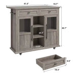 Cassetto portaoggetti, Mobiletto contenitore pieghevole da cucina con piano pieghevole - 2 ante in vetro, portaspezie, portasciugamani per soggiorno, cucina