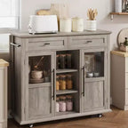 Cassetto portaoggetti, Mobiletto contenitore pieghevole da cucina con piano pieghevole - 2 ante in vetro, portaspezie, portasciugamani per soggiorno, cucina