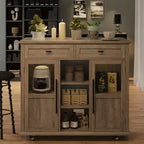 Cassetto portaoggetti, Mobiletto contenitore pieghevole da cucina con piano pieghevole - 2 ante in vetro, portaspezie, portasciugamani per soggiorno, cucina