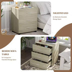 Besiost Set di 2 cassettiere in legno con 3 cassetti, armadietto e comodino