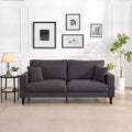 MAYEERTY Wooden Frame 3 Seat Sofa Modern Comfortable Upholstered for Living Room Bedroom Black