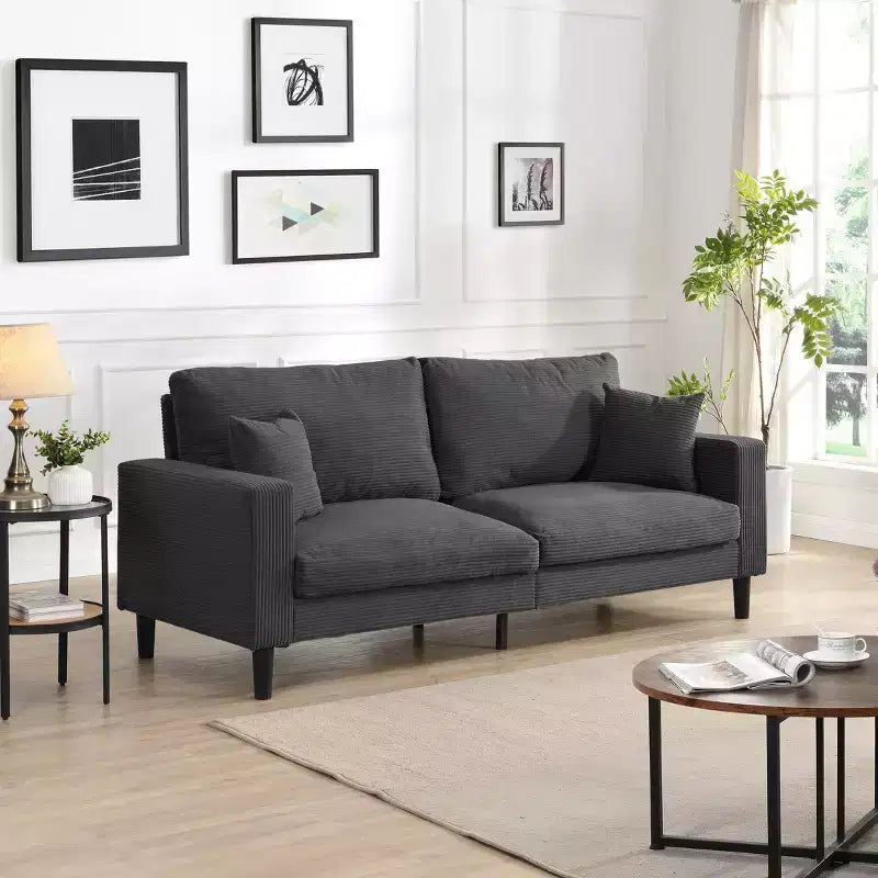 Divano a 3 Posti MAYEERTY con Struttura in Legno, Moderno e Confortevole, Imbottito, per Soggiorno e Camera da Letto, Nero