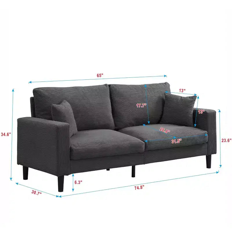 Divano a 3 Posti MAYEERTY con Struttura in Legno, Moderno e Confortevole, Imbottito, per Soggiorno e Camera da Letto, Nero
