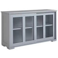 Sideboard Buffet Cabinet, Stackable Credenza Bar Cabinet with Sliding Glass Door and Adjustable Shelf