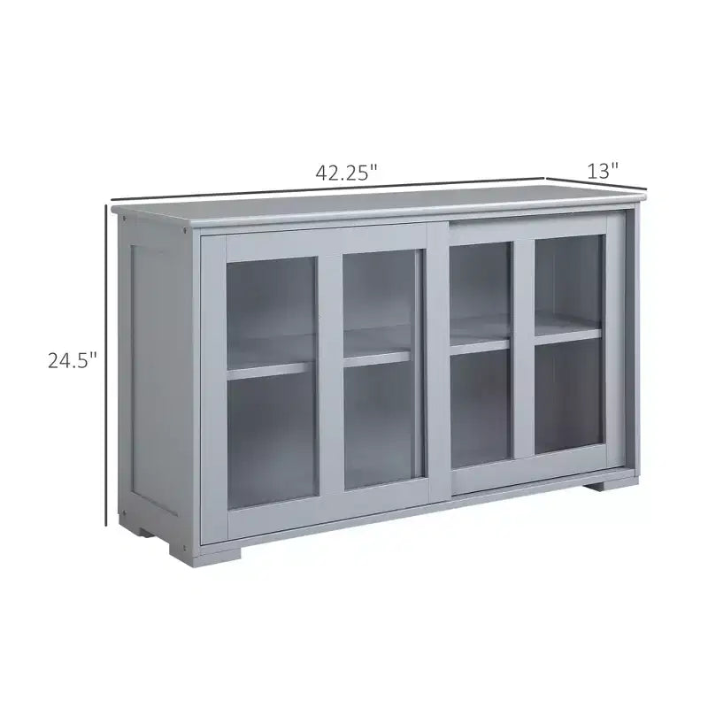 Credenza da buffet, mobile bar impilabile con ante scorrevoli in vetro e ripiano regolabile