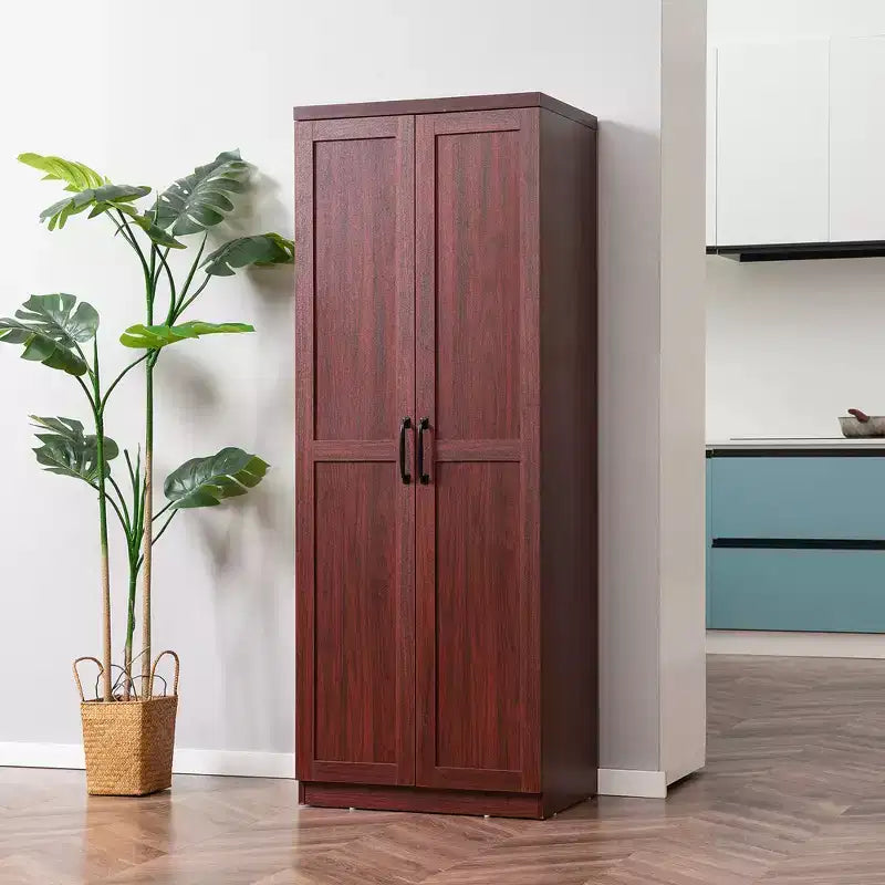 Dispensa da cucina a 2 ante da 160 cm, mobiletto indipendente con 5 ripiani e 2 ripiani regolabili per sala da pranzo