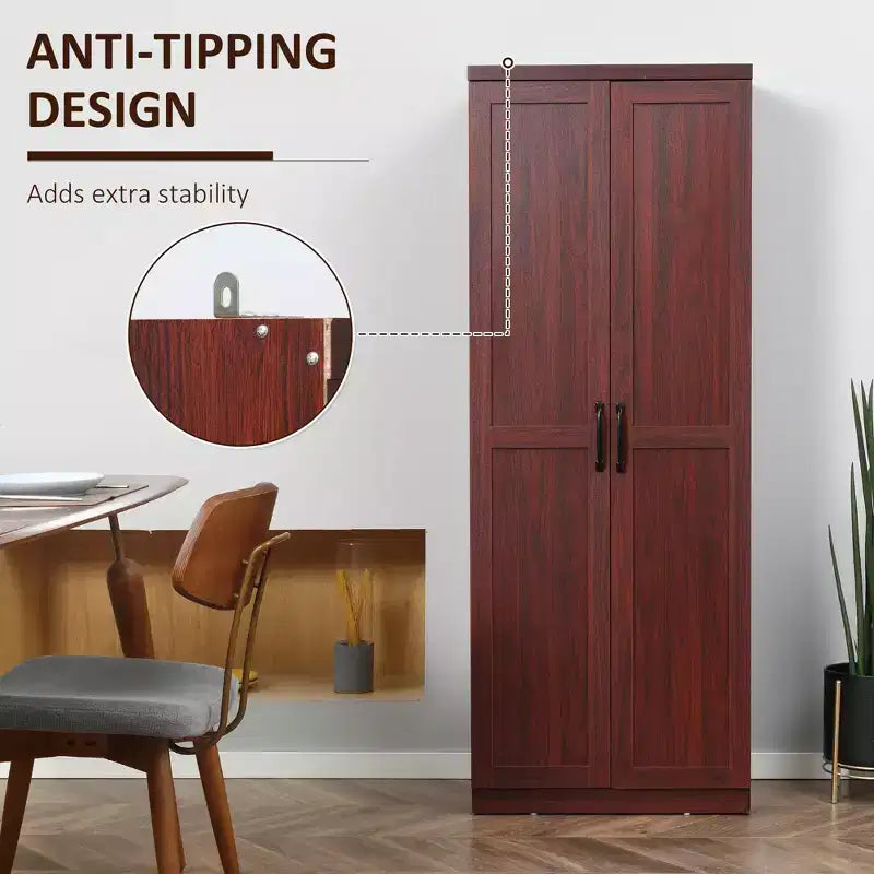 Dispensa da cucina a 2 ante da 160 cm, mobiletto indipendente con 5 ripiani e 2 ripiani regolabili per sala da pranzo