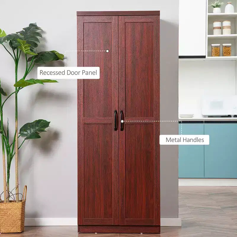 Dispensa da cucina a 2 ante da 160 cm, mobiletto indipendente con 5 ripiani e 2 ripiani regolabili per sala da pranzo