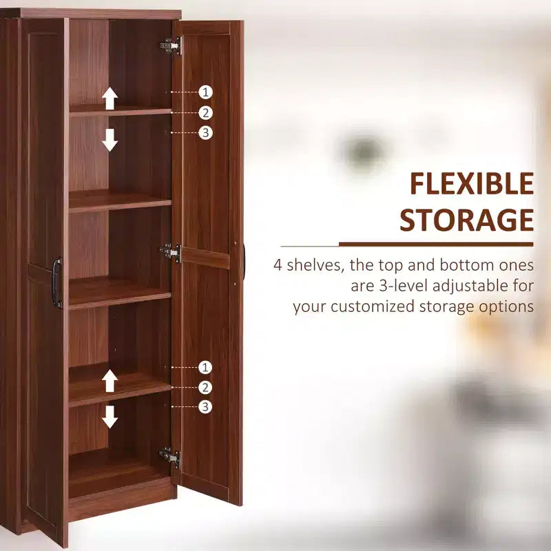 Dispensa da cucina a 2 ante da 160 cm, mobiletto indipendente con 5 ripiani e 2 ripiani regolabili per sala da pranzo
