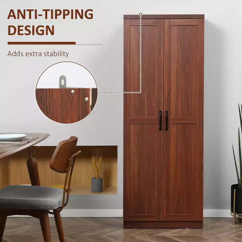 Dispensa da cucina a 2 ante da 160 cm, mobiletto indipendente con 5 ripiani e 2 ripiani regolabili per sala da pranzo