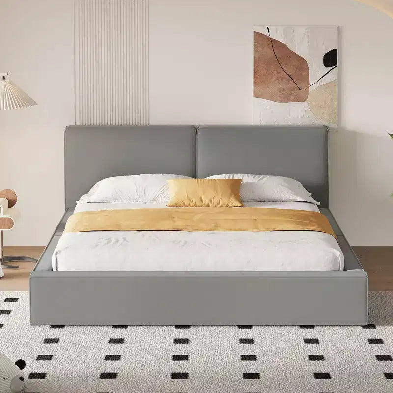 Letto a piattaforma Whisen Queen Size in velluto con testiera imbottita e telaio solido, facile da montare