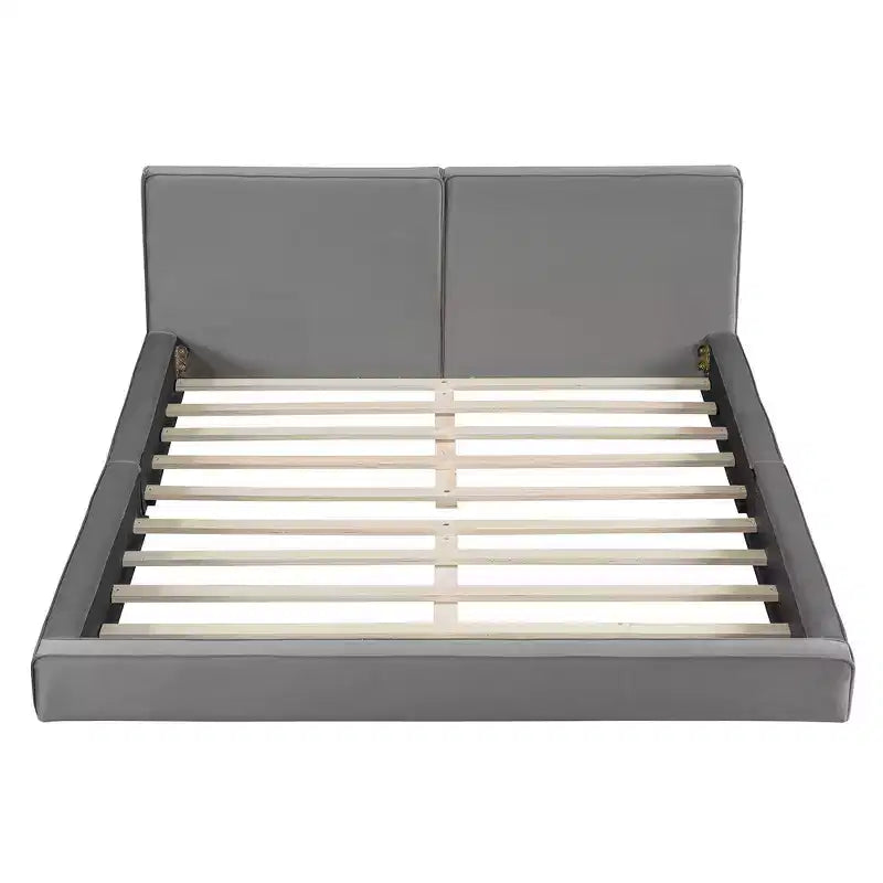 Letto a piattaforma Whisen Queen Size in velluto con testiera imbottita e telaio solido, facile da montare
