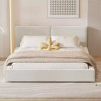 Letto a piattaforma Whisen Queen Size in velluto con testiera imbottita e telaio solido, facile da montare