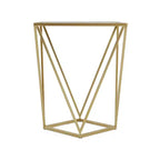 Tavolino Homy Casa con Struttura Geometrica in Ferro e Piano Effetto Marmo, Oro