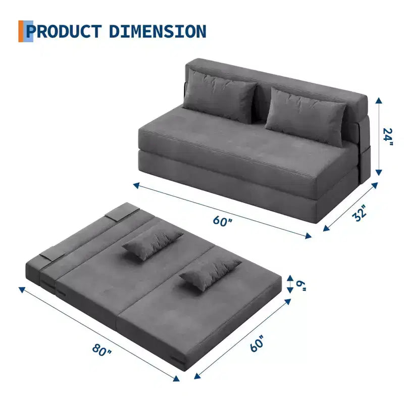Divano letto 4 in 1 e poltrona letto pieghevole, divanetto convertibile in velluto a coste con cuscino per soggiorno, camera da letto o camera degli ospiti, grigio scuro
