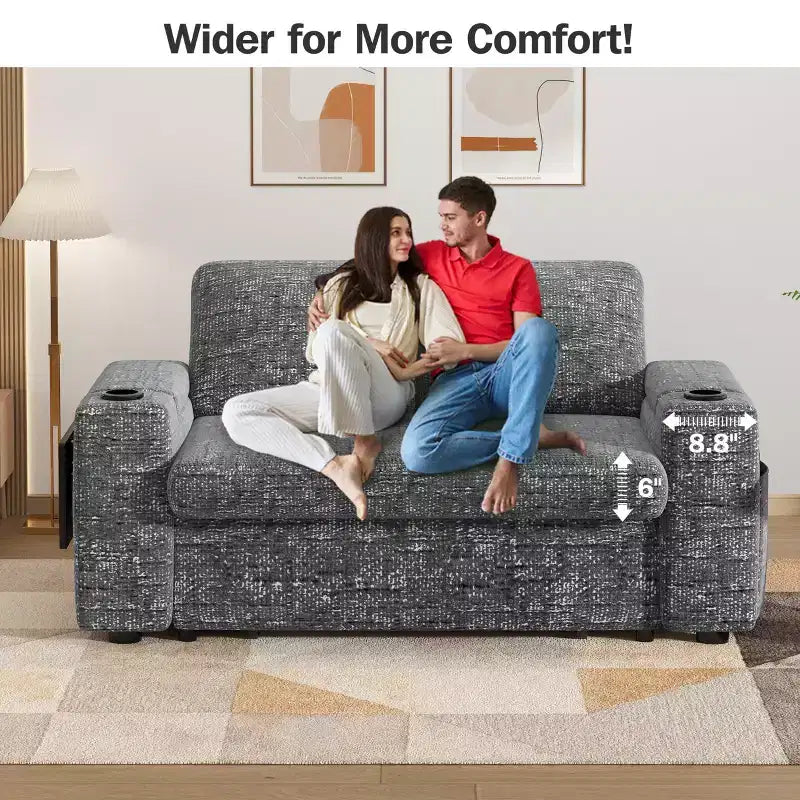 Divano letto a 3 modalità Dyonery Sale con contenitore e porte di ricarica - Montaggio senza attrezzi, schienale regolabile per piccoli spazi/appartamenti/dormitori
