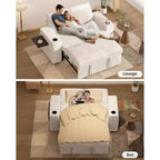 Divano letto a 3 modalità Dyonery Sale con contenitore e porte di ricarica - Montaggio senza attrezzi, schienale regolabile per piccoli spazi/appartamenti/dormitori
