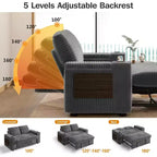 Divano letto a 3 modalità Dyonery Sale con contenitore e porte di ricarica - Montaggio senza attrezzi, schienale regolabile per piccoli spazi/appartamenti/dormitori